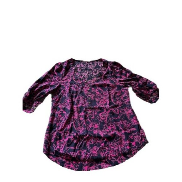 41 hawthorn Floral Studded detail V Neck Size Large Short Sleeve Causal Career - Picture 1 of 11